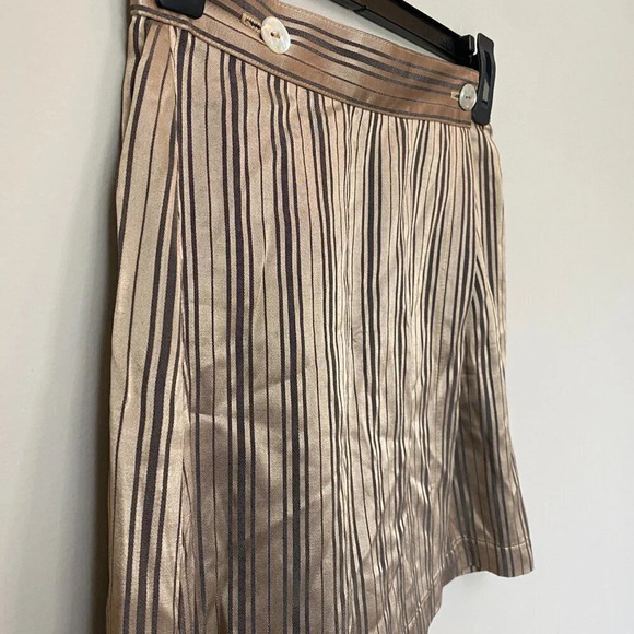 Vintage Judy Knapp California Womens Sz 3 Silky Striped Wrap Skort Bronze Black - Picture 9 of 16